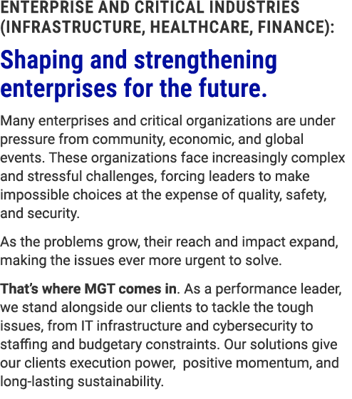 enterprise and critical Industries (Infrastructure, Healthcare, Finance): Shaping and strengthening enterprises for t...