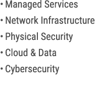• Managed Services • Network Infrastructure • Physical Security • Cloud & Data • Cybersecurity