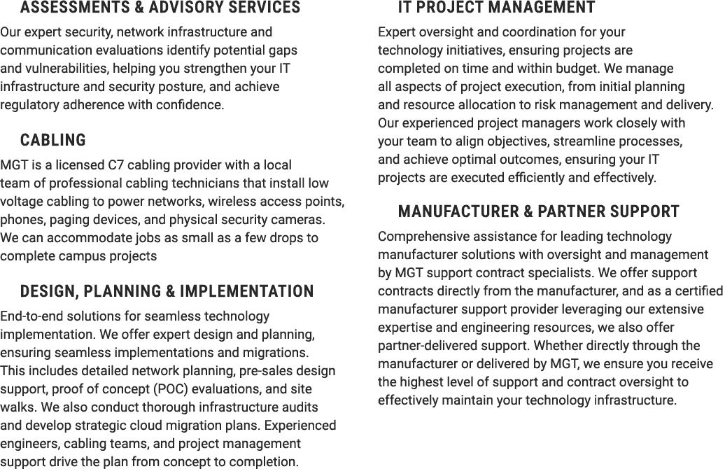  assessments & advisory services Our expert security, network infrastructure and communication evaluations identify p...